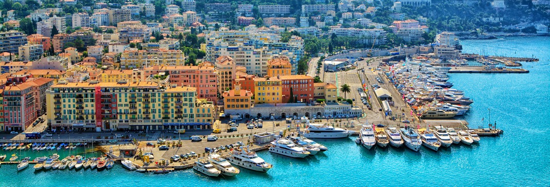 A panoramic view of Nice, a luxurious city on the French Riviera